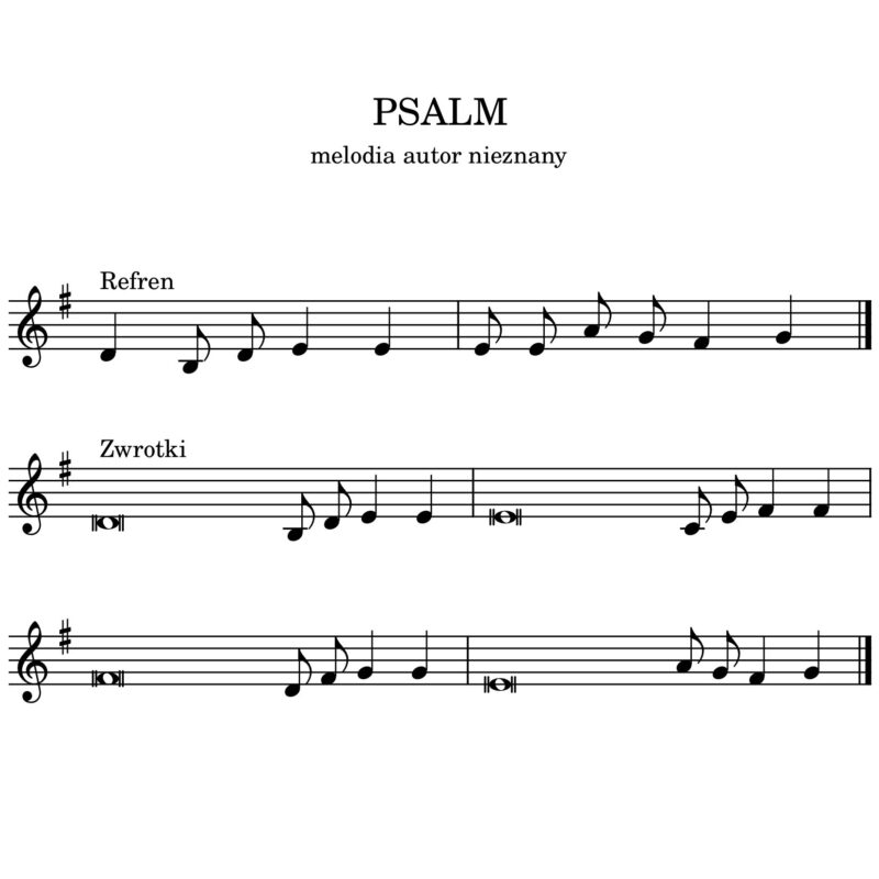 Psalm, melodia autor nieznany