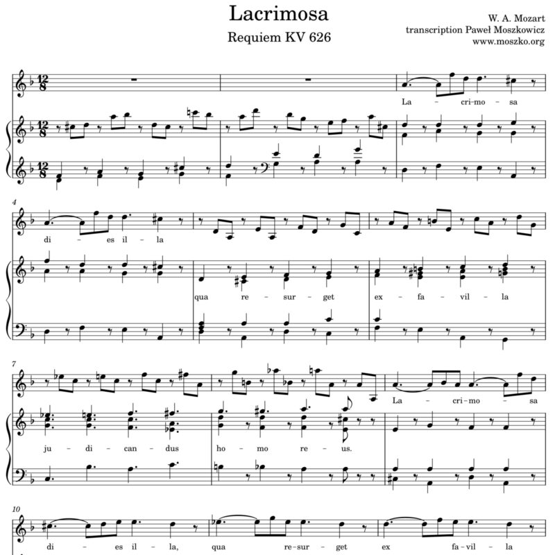 Lacrimosa (W. A. Mozart) [5 tonacji]